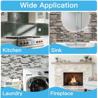Art3d Linear Tile Peel and Stick Backsplash, 10-Sheet, Multi-Tone Gray - color: Multi-Tone Gray, size: 12 x 12 Inch