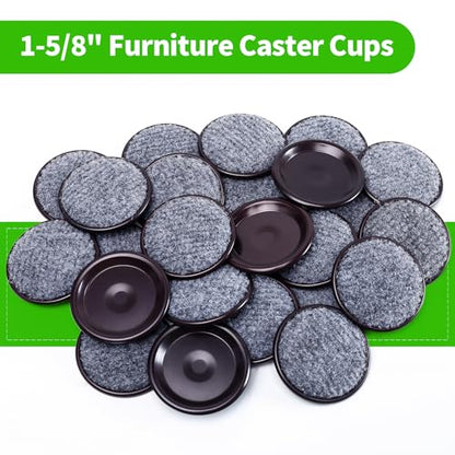 1 5/8" Round Carpet Bottom Furniture Caster Cups Furniture Coasters 24 Pack - size: 1-5/8 Inch, 24 Pack