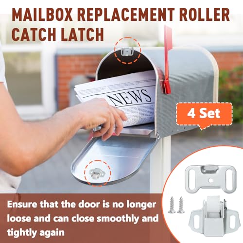 4 Pcs Mailbox Replacement Roller Catch Latch for Mailbox Cabinet RV