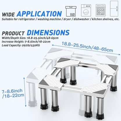 SEISSO Mini Fridge Stand Height 7"-8.6" for Appliance Width 18.8"-25.5" - size: Square Dual Tube with 8 Feet