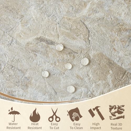 DICOFUN 1 Sheet Sandstone Peel and Stick Backsplash Wall Tiles, 12"x12" Thick PVC Subway Tile for Kitchen Backsplash - color: Gold Sandstone, size: 1 Sheet, 12"x12"x0.12"