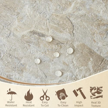 DICOFUN 1 Sheet Sandstone Peel and Stick Backsplash Wall Tiles, 12"x12" Thick PVC Subway Tile for Kitchen Backsplash - color: Gold Sandstone, size: 1 Sheet, 12"x12"x0.12"