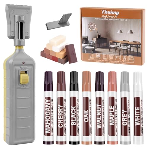Laminate Floor Repair Kit with Heat Pen, 11 Color Wood Vinyl Floor Furniture Repair Kit Linoleum Repair Hard Wax Touch Up Marker Cover Scratches, Stains - color: 11 Colors