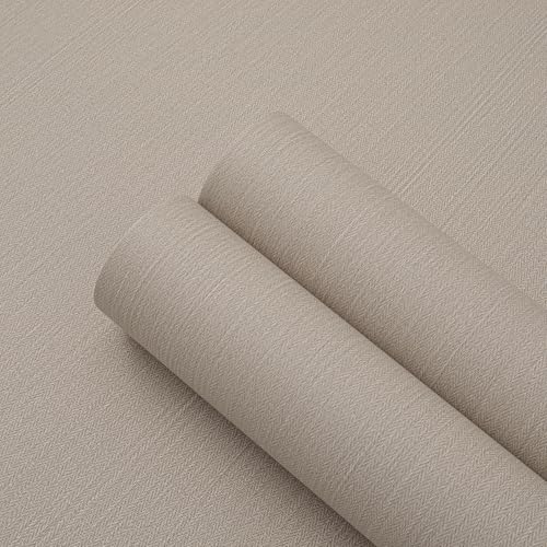 Haimin Fabric Wallpaper 24" x 393" Peel and Stick Textured Contact Paper - color: Yellow and Brown