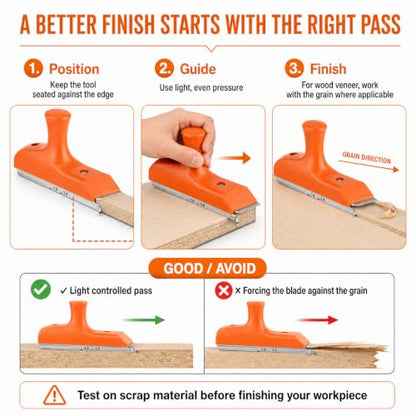 Edge Banding Trimmer, 3-in-1 R1.5/R2 Chamfer Cutter, Steel Blade