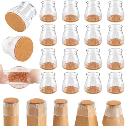 24 Pack Chair Leg Floor Protectors for Hardwood Floors, Furniture Leg Caps Silicone Felt Pads Covers Anti-Scratch Reduce Noise Fit Sizes 0.51''-0.89'' (Universal S) - size: Universal S