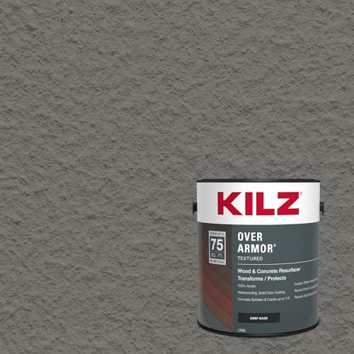 KILZ Over Armor Textured Solid Coating Resurfacer, Gray Wolf, 1 Gallon - color: Gray Wolf, style: Textured