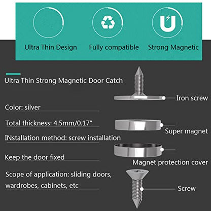 Cabinet Magnetic Catch,4pcs Magnetic Door Catch Strong Cabinet Door Magnet Latch, Magnetic Closure Closet Door Closing for Drawer