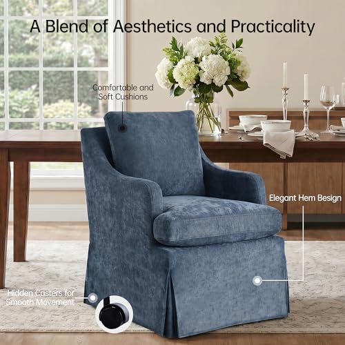 Usaint Upholstered Dining Chairs, Dining Room Chairs with Casters - size: 1