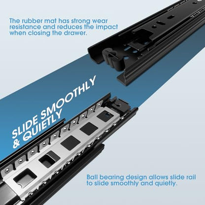 SHUHANG 10 Pair Full Extension Drawer Slides 8 10 12 14 16 18 20 22 24 Inch 100 lb Load Capacity Side Mount Ball Bearing Rails Cabinet Dresser Glides Wardrobe Kitchen Trash Can Slider Runners Black - size: 8 Inch, style: 10 Pair (Black)