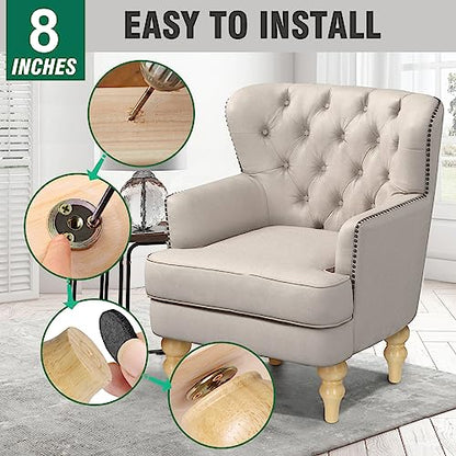 FoDau770 Rubber Wood Furniture Legs 8 Inch, Couch Feet Replacement, 4pcs - color: Original, size: 8 Inch