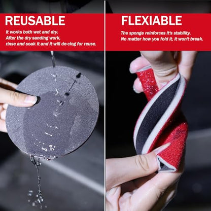 16Pcs 5 Inch Sanding Sponge Disc Hook and Loop 180 Grit Wet Dry Sanding Pads, Drywall Sandpaper Blocks for Wooden Drywall Sheetrock and Metal Glazing - style: 125mm - 180 Grit 16PCS