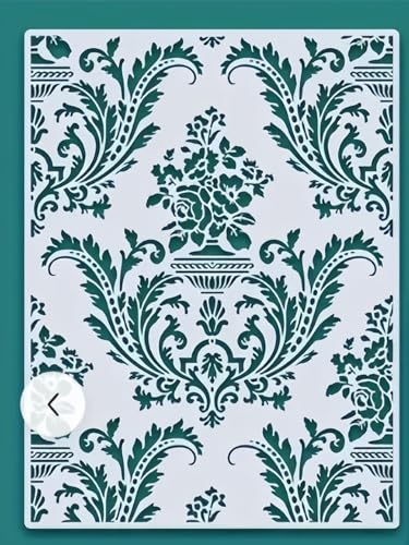 2Pcs Brocade Floral Wall Stencils Template Reusable Spray PaintStencils for Craft Painting on Wood Craft Canvas Walls Wood Furniture Decorations DIY Scrapbooking, kbatuo-001