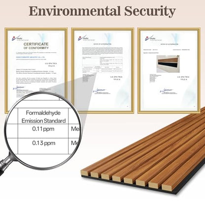 4 Pack Acoustic Wood Panels for Wall 94.48" x 12.79" Soundproof - color: Teak, size: 94" x 12" (4 PCs)