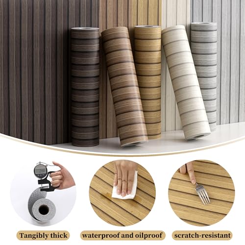Teak Yellow Peel and Stick Slat Wall Panels,Wood Grain Paneling - color: Light Tan