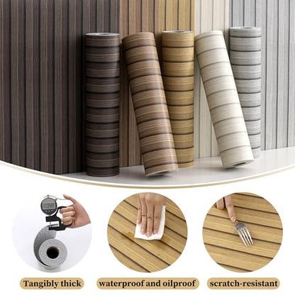 Teak Yellow Peel and Stick Slat Wall Panels,Wood Grain Paneling - color: Light Tan
