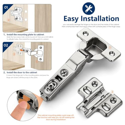 Ravinte European Kitchen Cabinet Hinges, Soft Close, Half Overlay, 4 Pack - size: Half Overlay