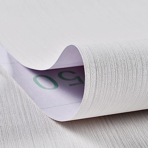 Haimin Grasscloth Textured Wallpaper 24in X 393in Fabric Contact Paper White Wall Paper Linen Peel and Stick Self-Adhesive Thick Vinyl Embossed Film Wallpaper (White) - color: White