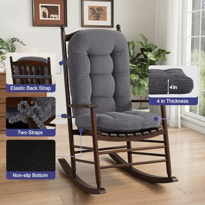 idee-home Rocking Chair Cushions Indoor, Glider Rocker Replacement Cushions - color: Grey, size: 28 X 19 X 4 In & 16 X 19 X 4 In