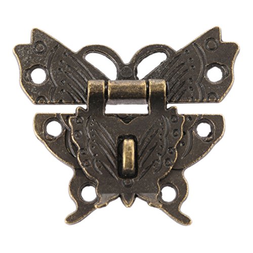 ODETOJOY 1Pc Antique Bronze Butterfly Cabinet Latches Hasp Pad Lock Clasp for Jewelry Wooden Box Case Chest Retro Vintage Decorative Mini Latch for Toolbox Gift Box Suitcase with Screws (Bronze) - color: Bronze