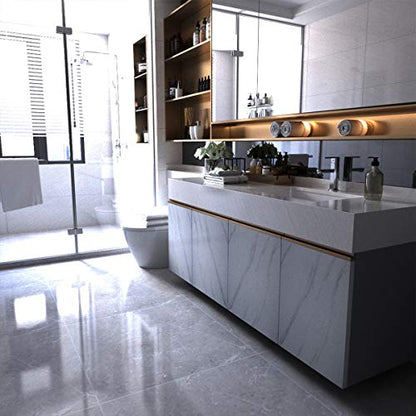BAYYA Extra Wide Marble Granite Peel and Stick Wallpaper Ivory White - color: White, size: 31.5" x 157"