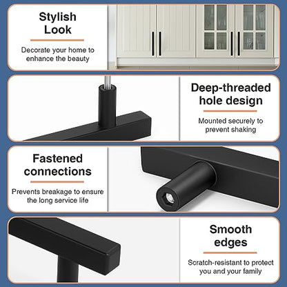 AEEKEL 30 Pack 6" Length Kitchen Cabinet Handles, Matte Black Drawer Pulls - color: Matte Black, size: 3-3/4 In Hole Center