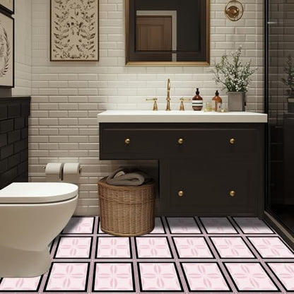 HOMETITUTE Pink Glitter Leaf Petal Floor 12in Vinyl Tile - color: Pink