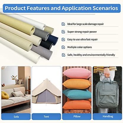KING MOUNTAIN Canvas Repair Patch 16×30 Inch Self-Adhesive Waterproof Fabric Patch for Sofas, Tents, Furniture,Tote Bags, Car Seats (Beige) - color: Beige, size: Canvas-16"W×30"L