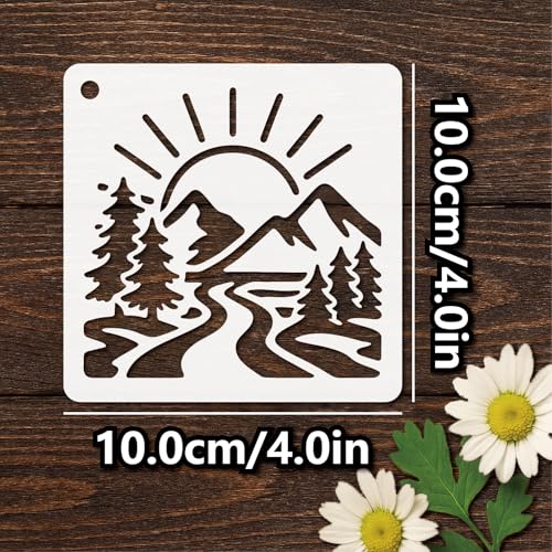 Stencils 4in 50pcs Reusable Plastic Templates Craft Paint Template Nature Style DIY Crafts Stencil Holiday for Fabrics Window Wall Home Wood(4inch 50 Pack)
