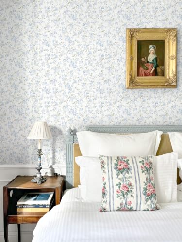 Peel and Stick Wallpaper for Nursery Blue Cherry Blossom Waterproof - color: Blue, size: 17.3" x 78.7"