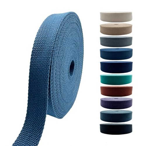 1 Inch Heavy Cotton Webbing 10 Yard Webbing Straps for Bags Handles,Tote Bag Webbing，Cloth Belt,Making Outdoor Supplies - color: Lake Blue