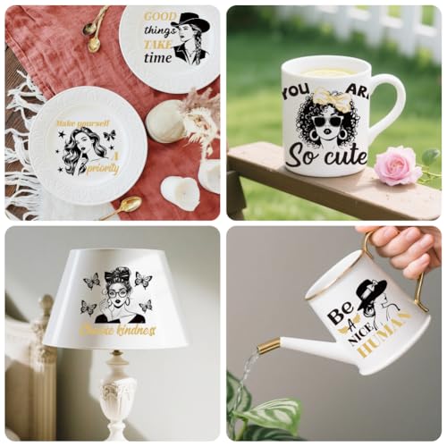 Peacoblue Black Gold Women Rub On Transfers for Craft, Transfer Sticker - style: Black Gold Women