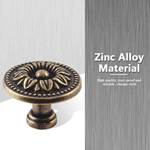 Waziaqoc 6PCS Antique Flower Drawer Knobs Vintage Bronze - size: Knob - Single Hole
