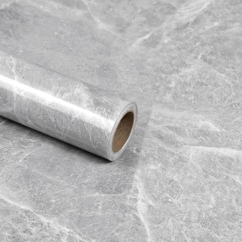 Light Gray Marble Contact Paper 15.7"X118.1" Peel and Stick Wallpaper - color: Light Gray, size: 15.7" x 118"