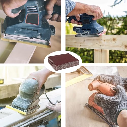 100 PCS 1/4 Sheet Sandpaper for Palm Sander 4.5" x 5.5" Sandpaper Sheets 320 Grit Hook and Loop Sandpaper Aluminum Oxide 1/4 Sandpaper Sheets Sanding Blocks for Metal, Woodworking (320 Grit) - size: 320 Grit