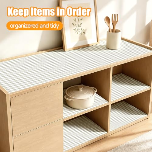 Songrey Non-Adhesive Shelf Liner & Cabinet Liner, 12" x 360" - color: Green Square, size: 12"W x 360"L