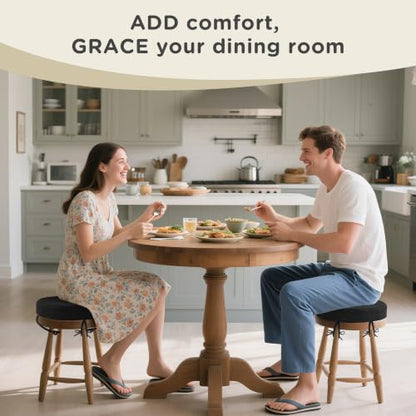AddGrace Round Bar Stool Cushions with Ties Set of 2 12" Black - color: Black