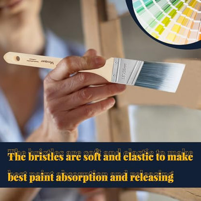 Wesquer 1.5 Inch Angled Paint Brushes 12 Pack Bulk Professional Wall Stain - size: 1.5inch (12 pack)