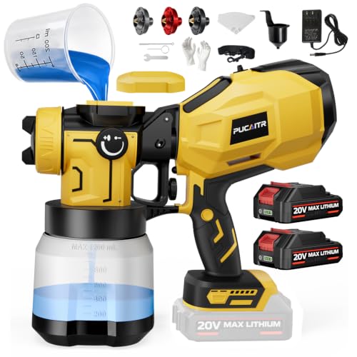 1200W Cordless Paint Sprayer Battery Powered HVLP Paint Gun Kit - color: yellow