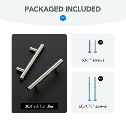 HOME EDIT Brushed Nickel Cabinet Handles, Drawer Pulls, 3 Inch, 30 Pack - color: Brushed Nickel, size: 3 Inch Hole Center