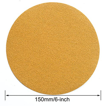6-Inch No-Hole Hook and Loop Gold Sanding Discs 100-Grit, 100-Pack