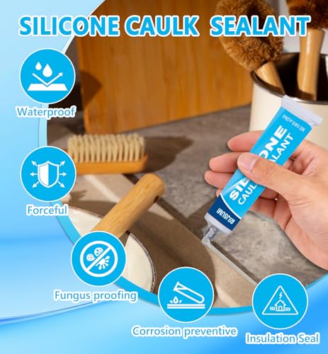 Clear Silicone Caulk, Waterproof & Strong Adhesion Silicone Sealant, 20mL*2 - size: 20ml*2Pack