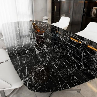 Black Glossy Marble Contact Paper 23.6"X472.4" Peel and Stick Wallpaper - color: Black, size: 23.6" x 472"