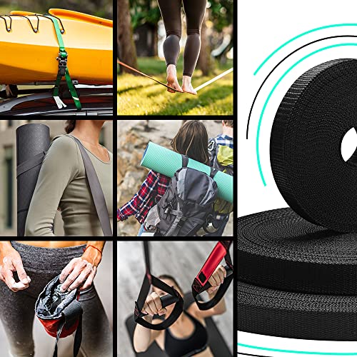 TECEUM Webbing Strap, 3/4" to 2", 10-50 Yds, Multi-Color Heavy Duty Tape - color: Black, size: 2"- 10 yards