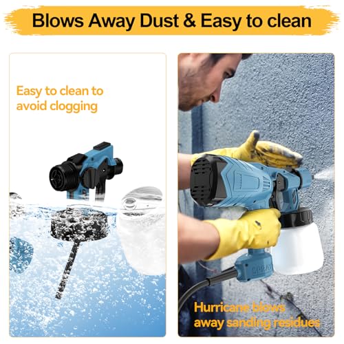 1000W HVLP Paint Sprayer High-Efficiency Electric Spray Gun with 4 Nozzles,Variable Patterns & Adjustable Flow, Detachable Container,Easy to Clean for Home Furniture, Cabinets, Fence, Walls - color: Blue