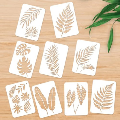 9Pcs Tropical Leaves Stencils, Reusable Painting Templates - style: Tropical Leaves