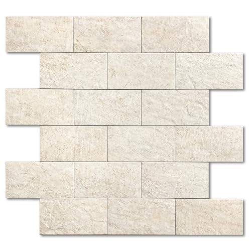 Subway Tile Peel and Stick Kitchen Backsplash Beige 10pcs - color: Beige