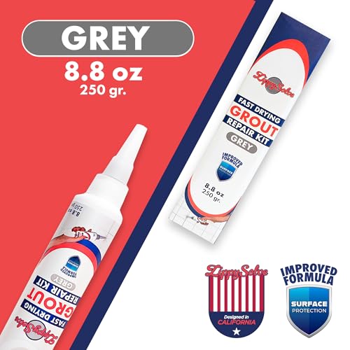 ZippySolve Tile Grout Repair Kit, Refresh Tile, Grout Sealer (8.8 oz, Grey) - color: Grey