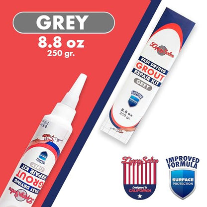 ZippySolve Tile Grout Repair Kit, Refresh Tile, Grout Sealer (8.8 oz, Grey) - color: Grey