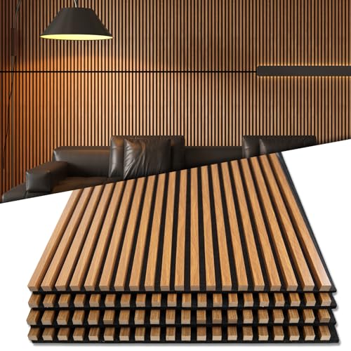 Art3d 3D Fluted Soundproof Wood Textured Slat Wall Panel, 4-Pack, Teak - color: Teak, size: 4pcs - 48" x 24"